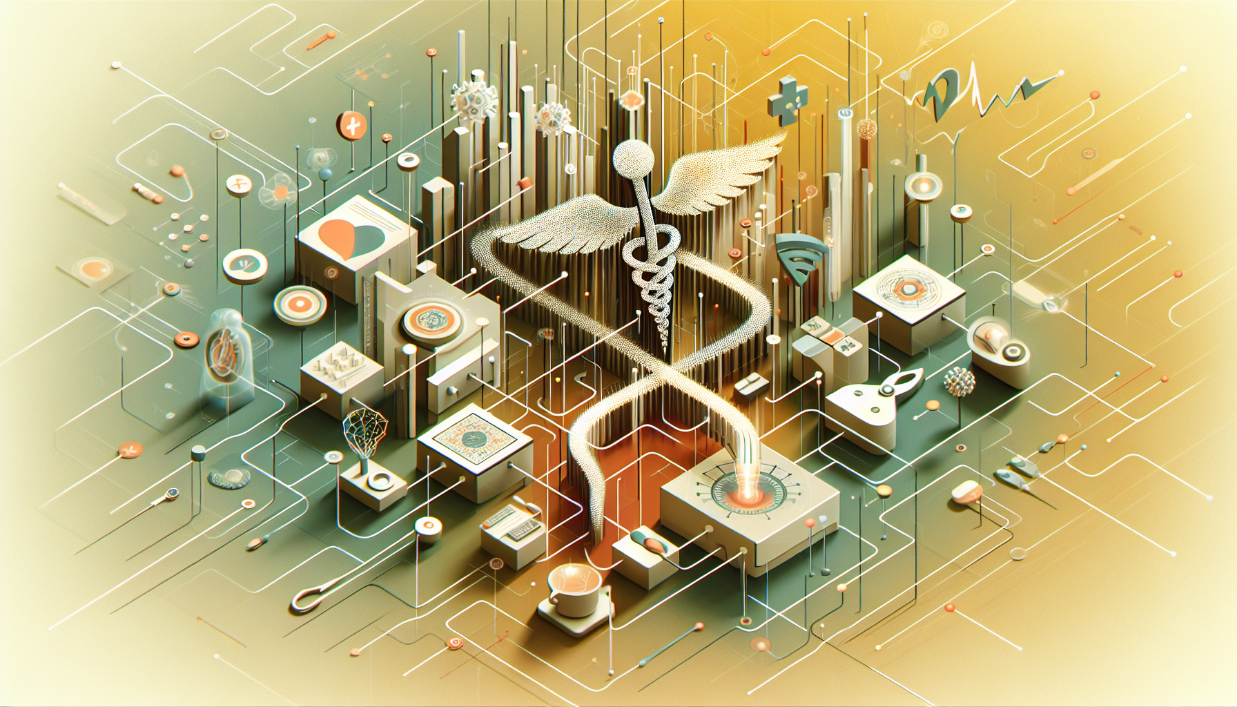 Stiliserad illustration som visar AI-teknik som analyserar medicinsk data för att förbättra diagnostik för alla patienter