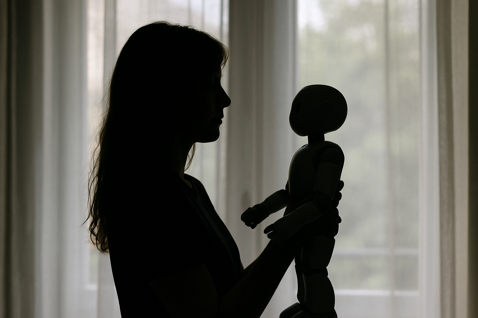 Närbild på en vit robotarm som arbetar med små komponenter på ett laboratoriumsbord, med en forskare som observerar i bakgrunden i ett svenskt tekniklaboratorium