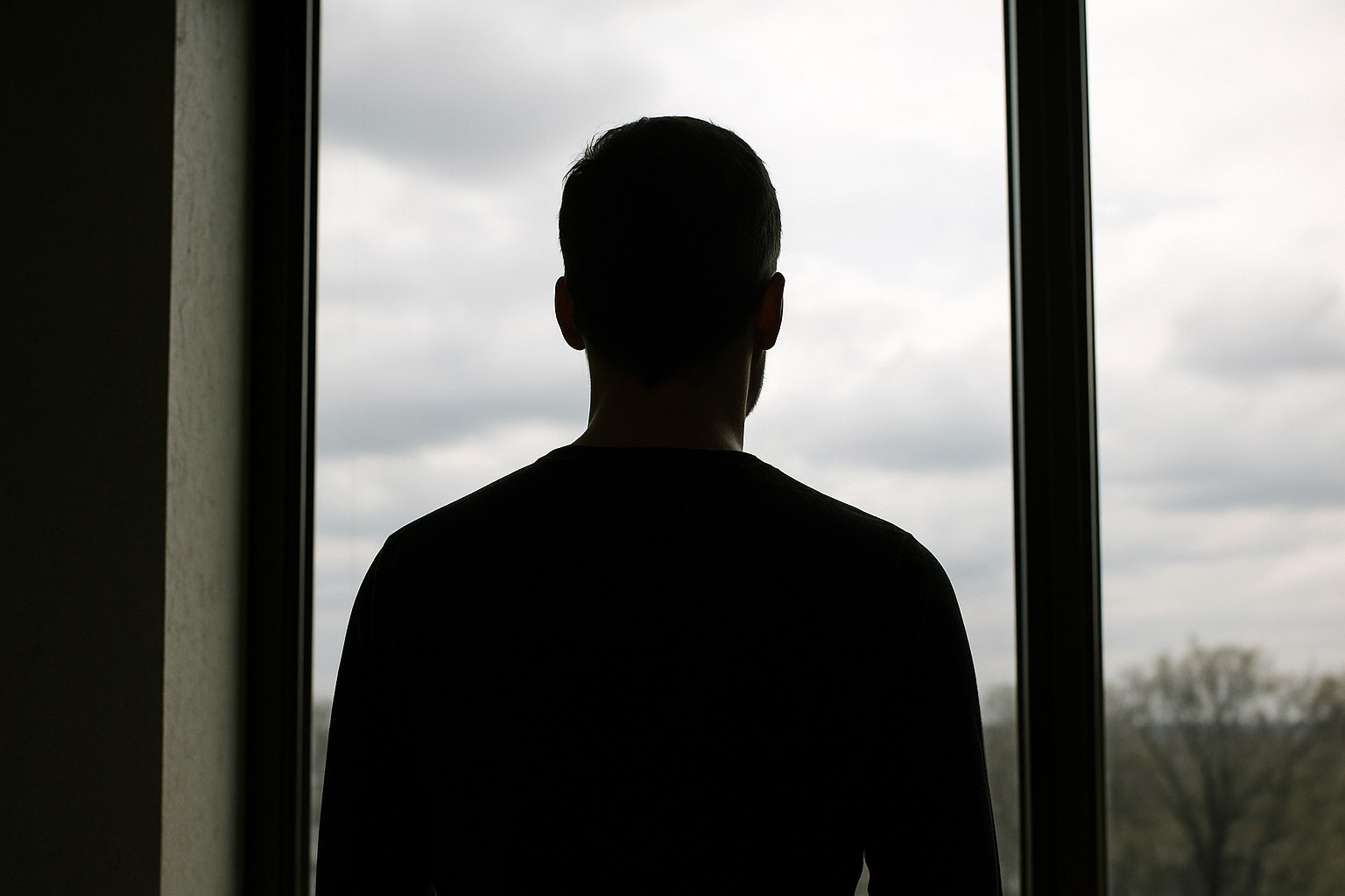 En person arbetar vid en bärbar dator på ett kontorsskrivbord, sedd från sidan och bakifrån. På skärmen syns programkod och säkerhetsgränssnitt. Ljust nordiskt dagsljus strömmar in genom fönster.