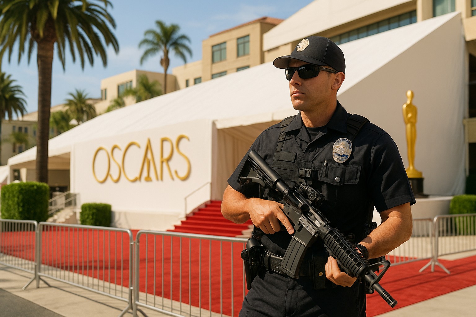 Foto till artikeln: Tusen poliser och prickskyttar – så förvandlade Iran-hotet Oscarsgalan till en fästning