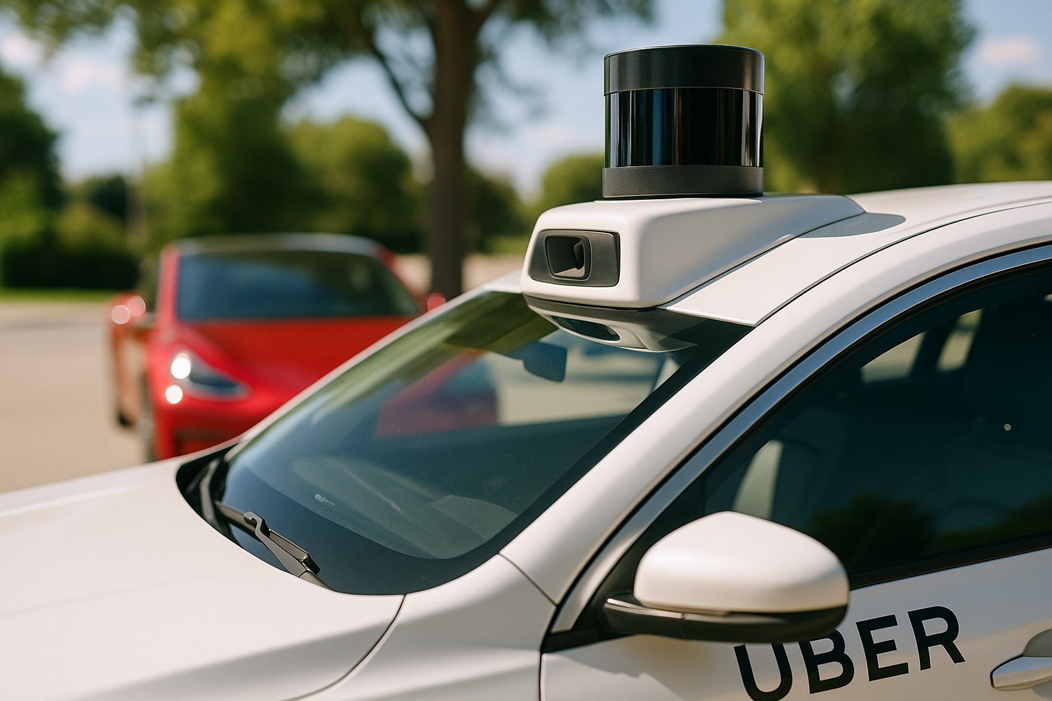 Foto till artikeln: Tesla under skärpt granskning medan Uber satsar miljardbelopp på robotaxar