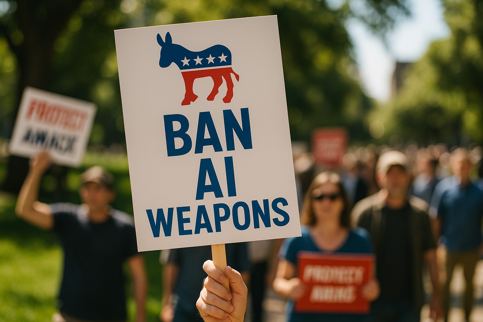 Foto till artikeln: Demokrater mobiliserar för AI-vapenförbud medan Trump bygger teknologiråd