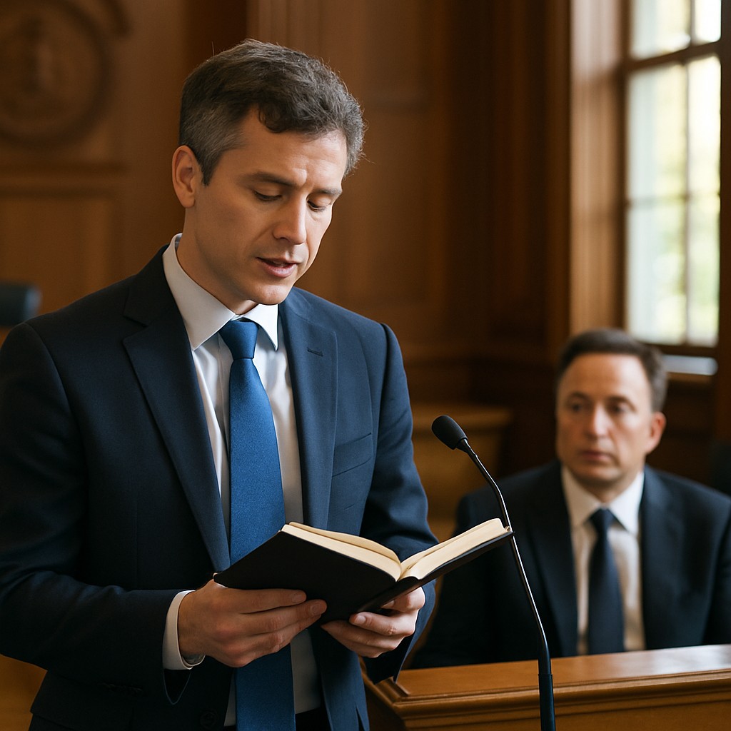 Foto till artikeln: Greg Brockman läser ur privat dagbok inför jury i Musk-rättegång