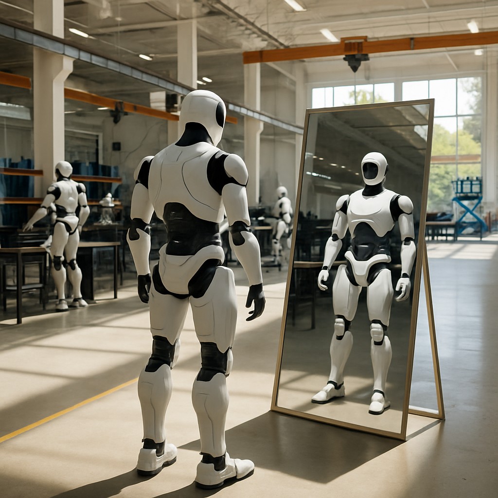 Foto till artikeln: Världens största robotdatafabrik lanseras – men robotarna känner inte igen sig själva i spegeln