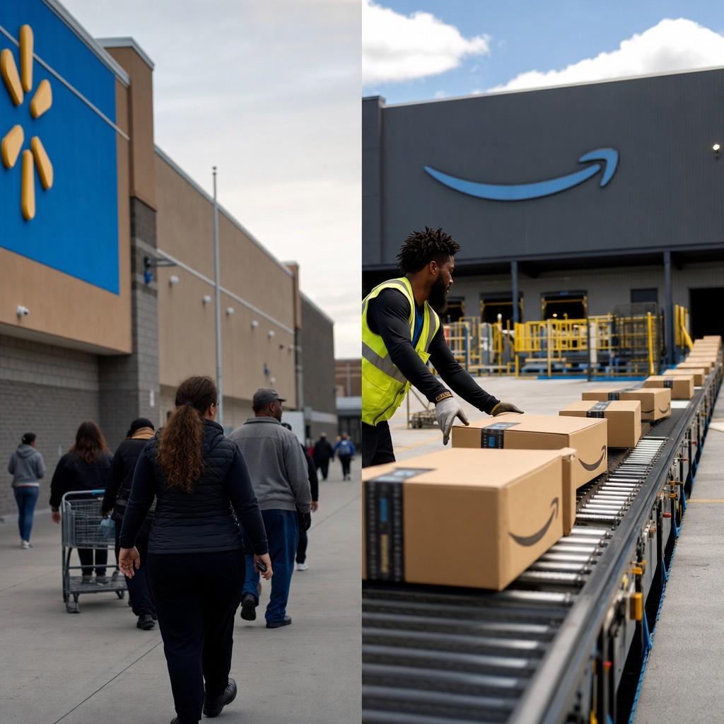Foto till artikeln: Techgiganterna går åt varsitt håll – Walmart bantar medan Amazon satsar massivt