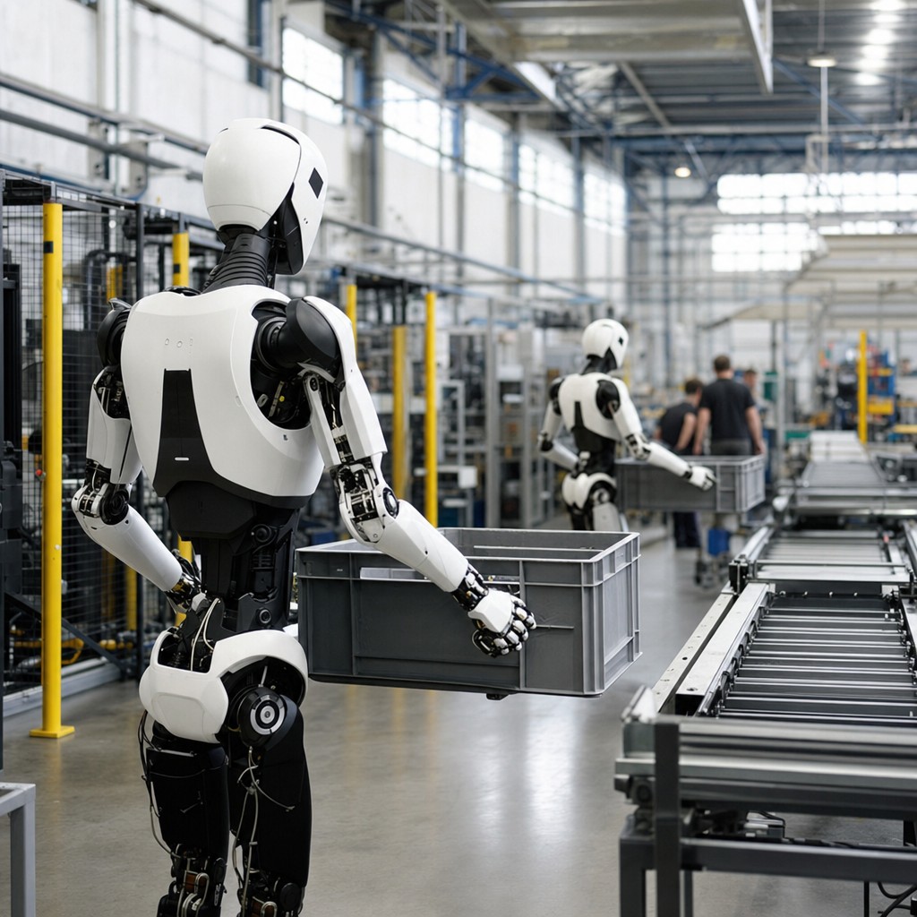 Foto till artikeln: Tusentals robotar rullas ut i tyska fabriker – mänskliga rörelser blir maskinernas guide
