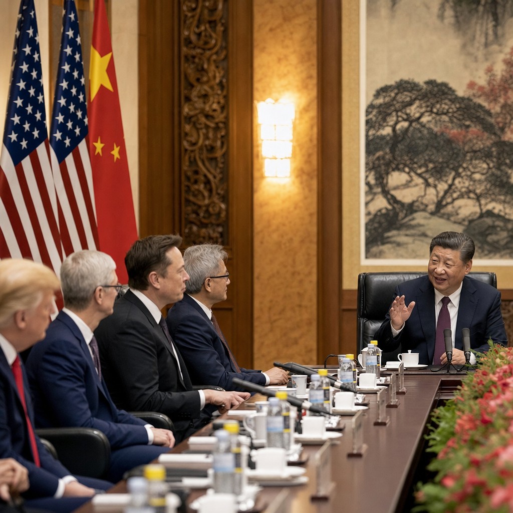 Foto till artikeln: Trump satsar på teknikdiplomati med Apple, Tesla och Nvidia i Kina-förhandlingar
