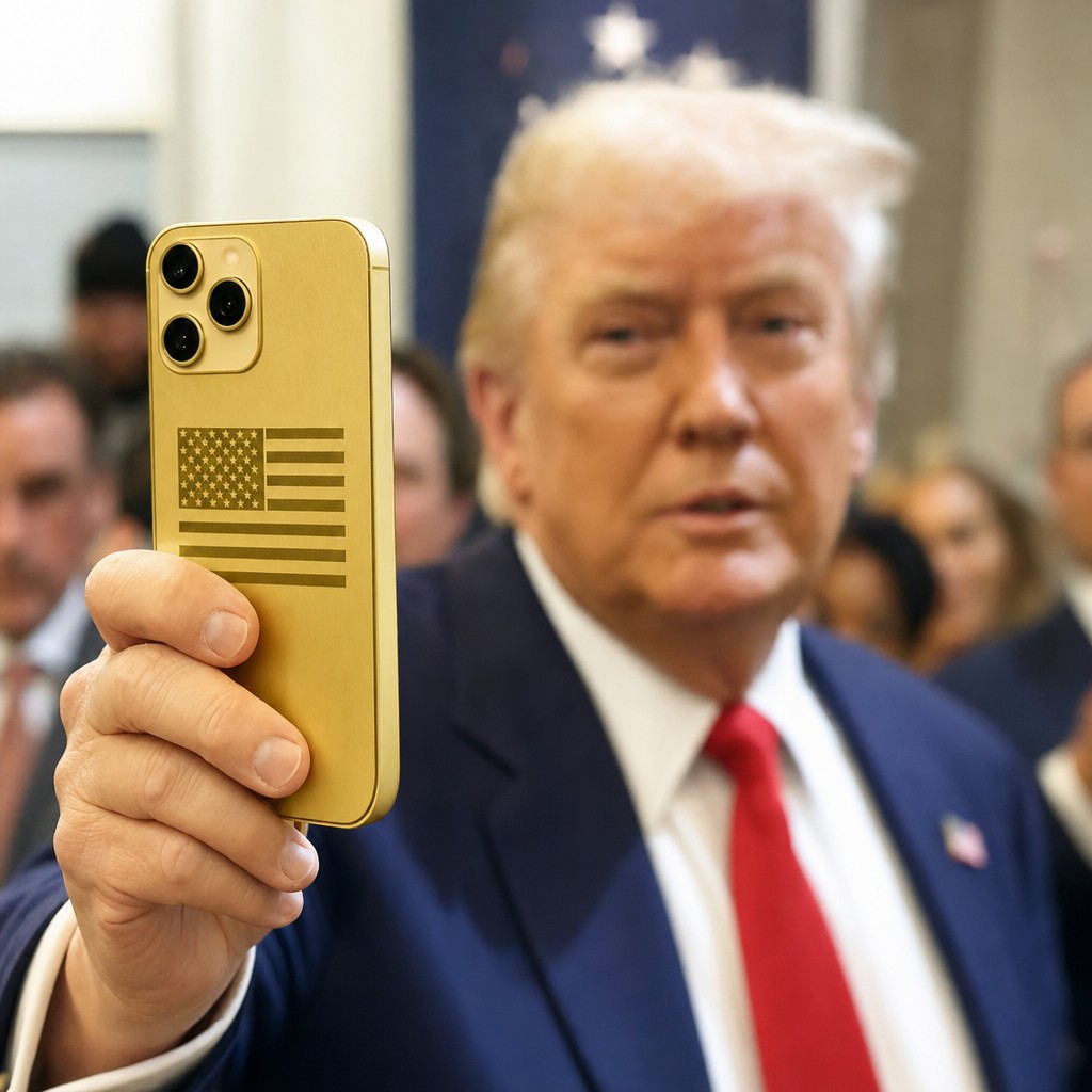 Foto till artikeln: Trumps patriotiska telefon har fel flagga – AI-genererat material misstänks ligga bakom blunderna