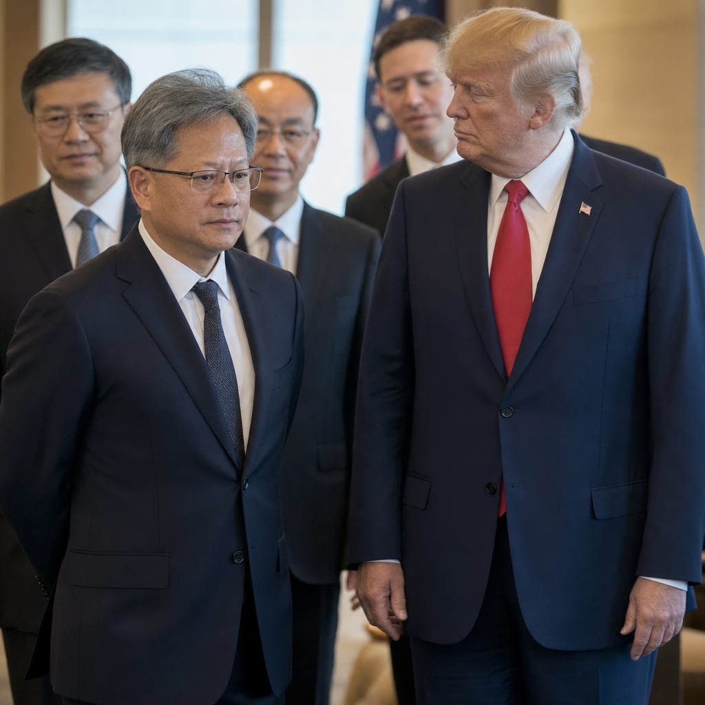 Foto till artikeln: Kina stängde dörren för Nvidias specialanpassade chip – mitt under vd:ns besök tillsammans med Trump