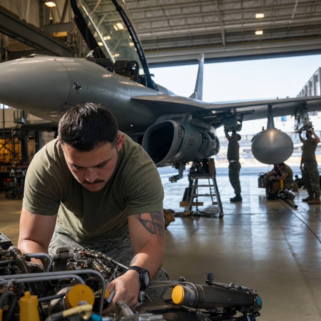 Foto till artikeln: USA:s militär klarar inte hålla flygplanen i luften – nu hoppas man att robotar kan täcka kompetensglappet som pensionsvågen skapat