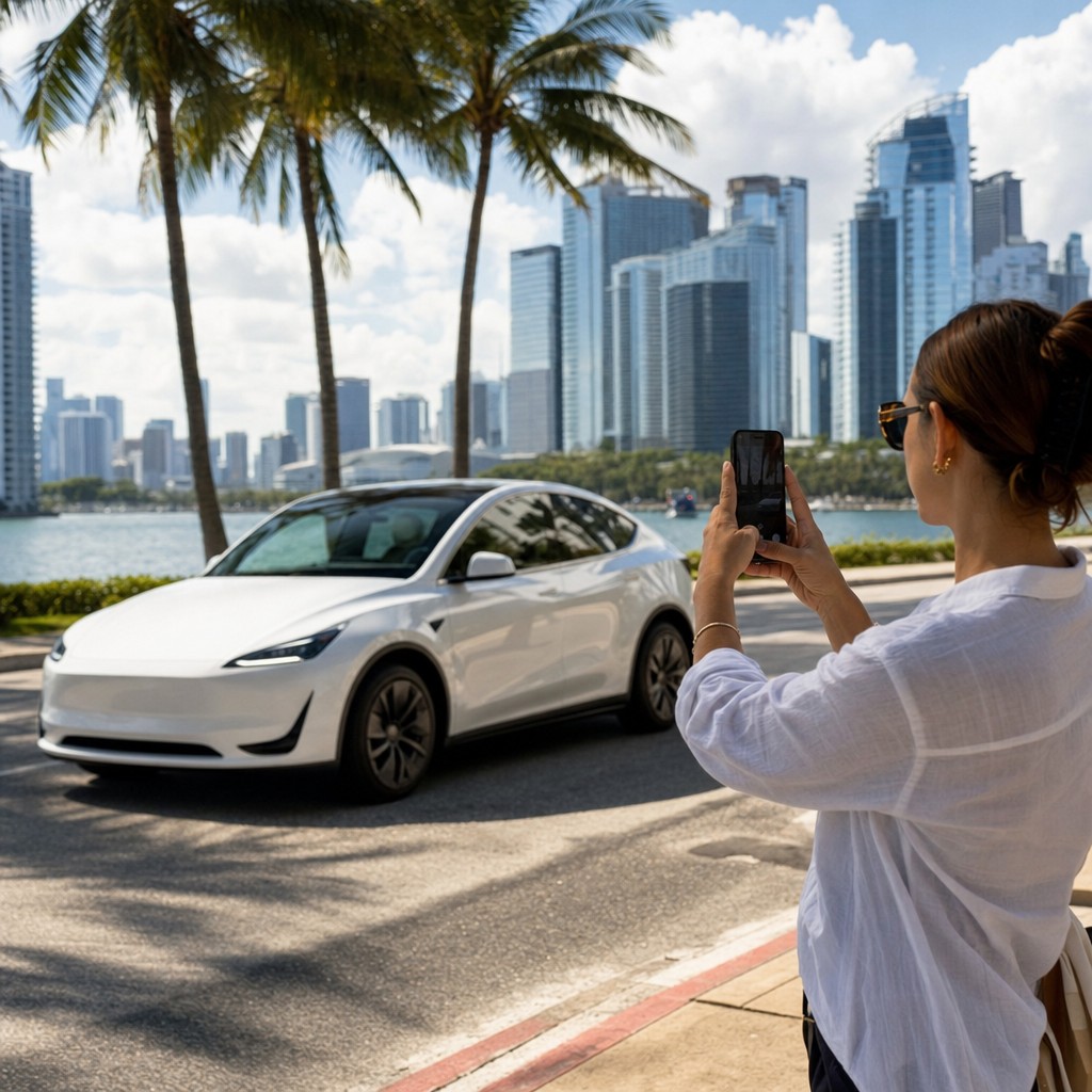 Foto till artikeln: Tesla lanserar förarfria taxibilar i Miami – men flottan är påfallande liten och marknadsandelen står stilla