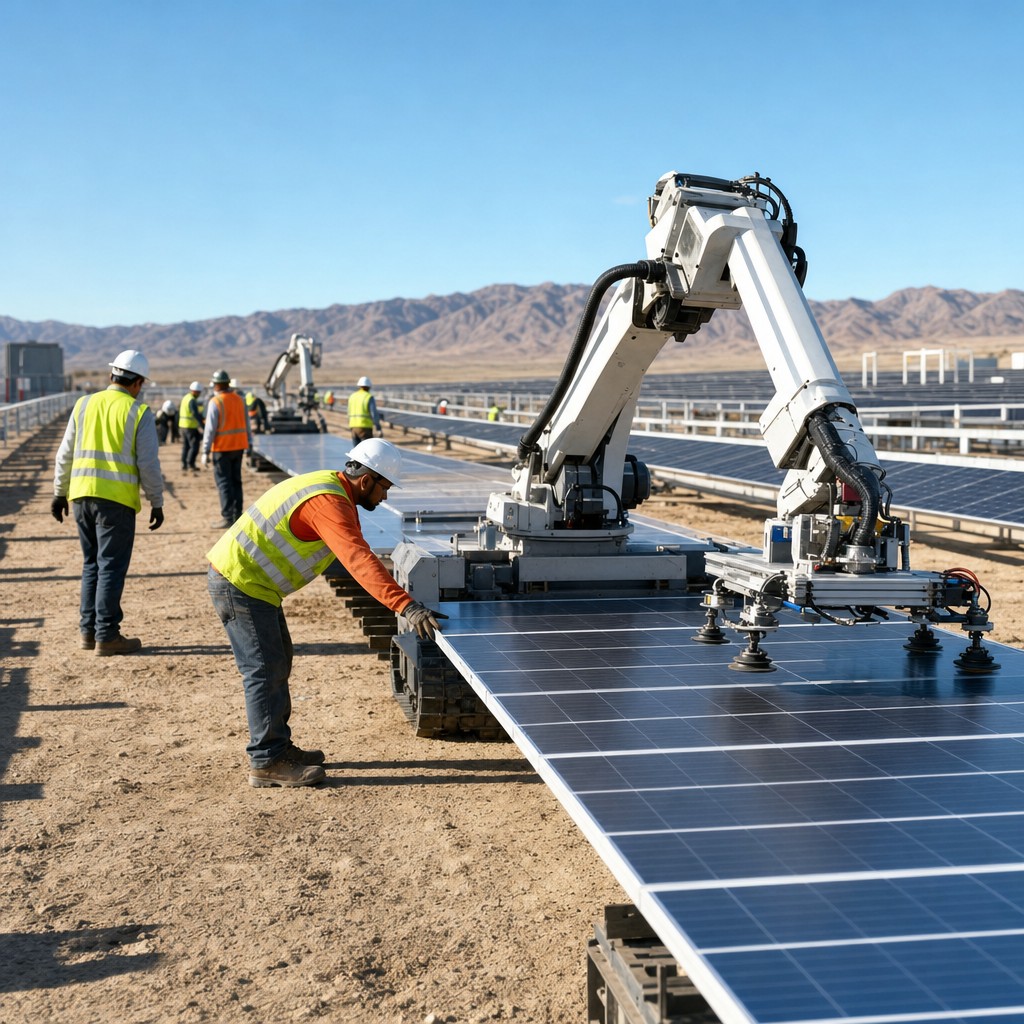 Foto till artikeln: Inte brist på sol – brist på arbetare: Robotar ska lösa solenergins stora flaskhals