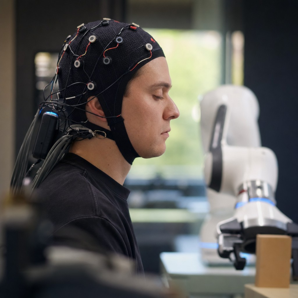 Foto till artikeln: Robotar ska lära sig av hjärnvågor – techbolaget Encord läser av mänskliga reaktioner och avsikter för att lösa robotikens dataproblem