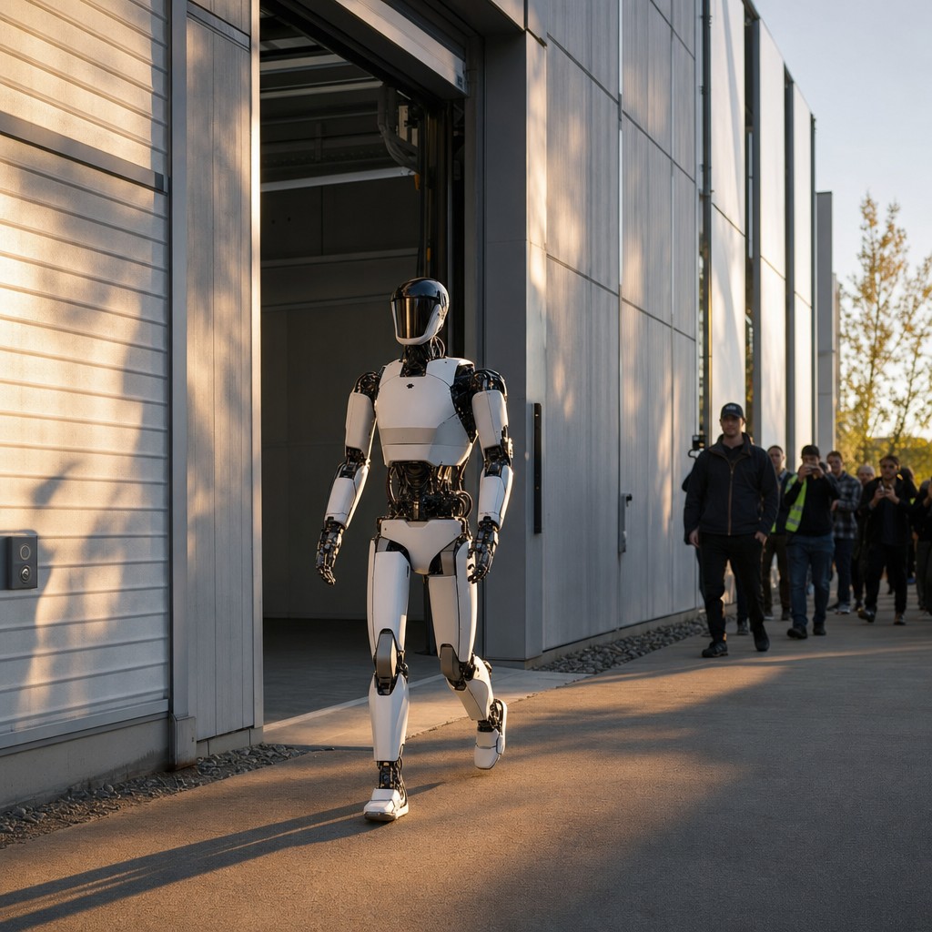 Foto till artikeln: För första gången lämnade en serietillverkad humanoidrobot fabriken helt på egen hand