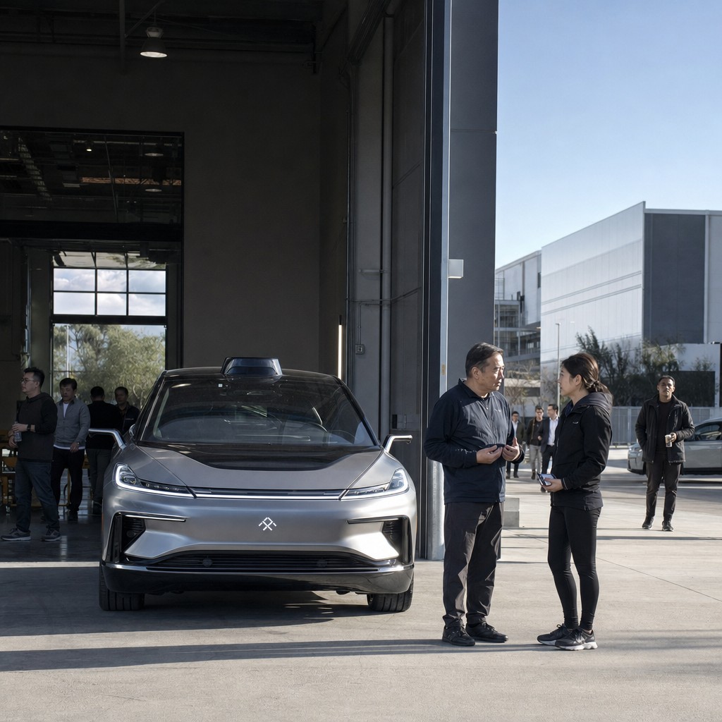 Foto till artikeln: Krisdrabbade elbilsbolaget Faraday Future satsar på robotaxi och fysisk AI – men kan det lyckas?